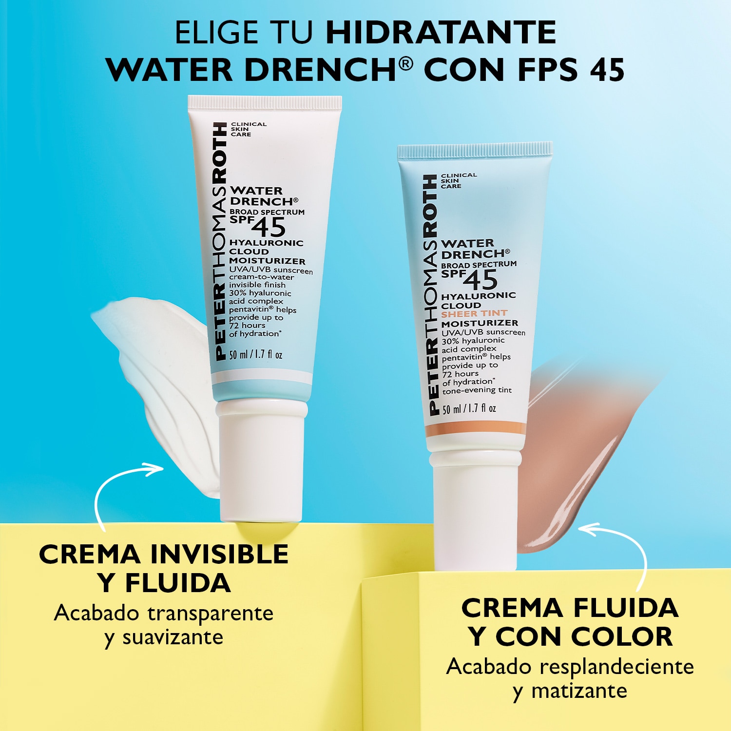 WATER DRENCH® BROAD SPECTRUM SPF 45 HYALURONIC SHEER TINT MOISTURIZER (CREMA HIDRATANTE)